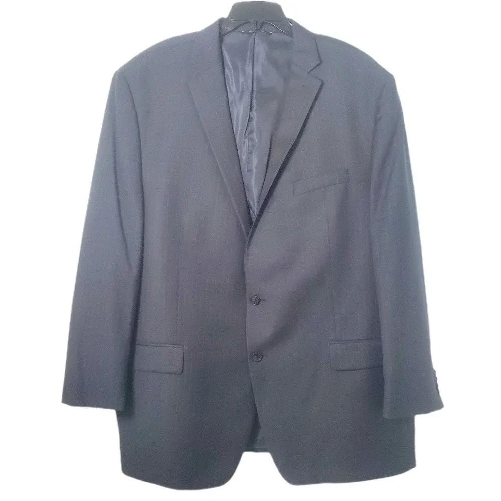 Ralph Lauren Blue Label Mens 52L Charcoal Gray Pinstripe Wool Suit Jacket Blazer